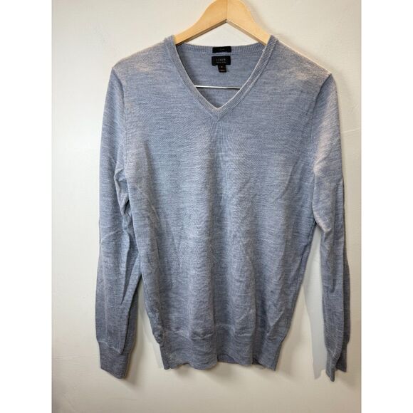 J. Crew Men's 94230 Size Small Gray Slim Merino Wool V-neck Sweater - Picture 1 of 5